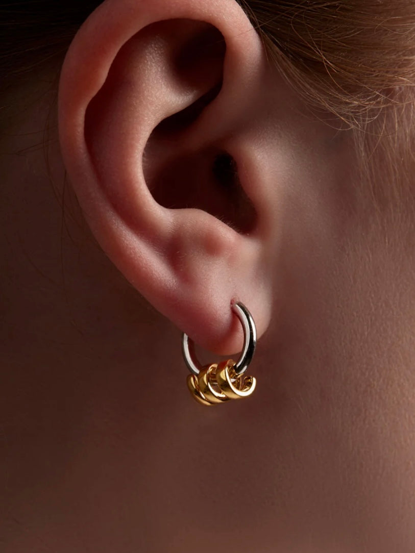 Two-Tone Coil Huggie Hoops {Gold/Silver}