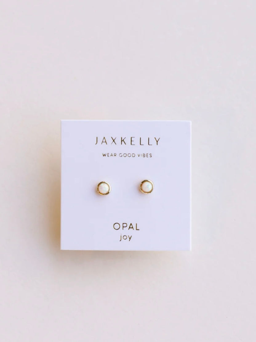 Simple Opal Stud Earrings {Gold}