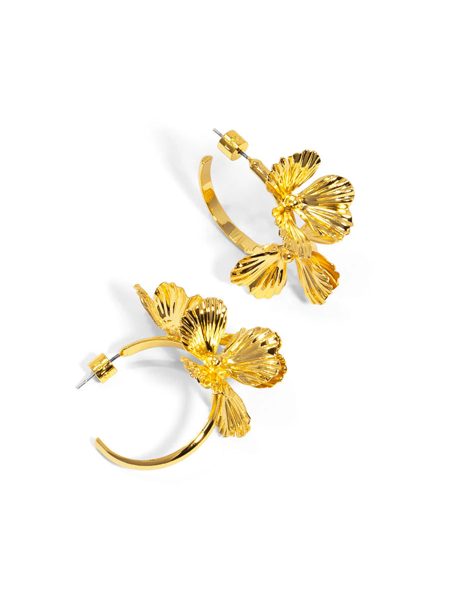 Flower Hoop Earring {Gold}