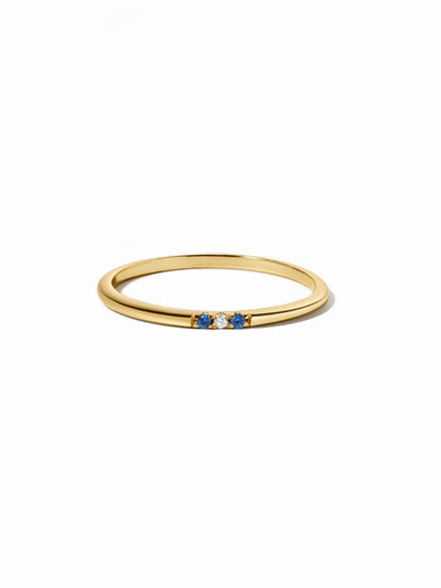 Rhinestone Trio Ring {Gold/Blue}