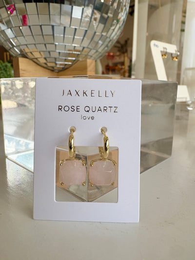 Gemstone Mini Drop Earrings {Gold/Rose Quartz}