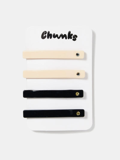 Slides Hair Clip Set {Cream/Black}