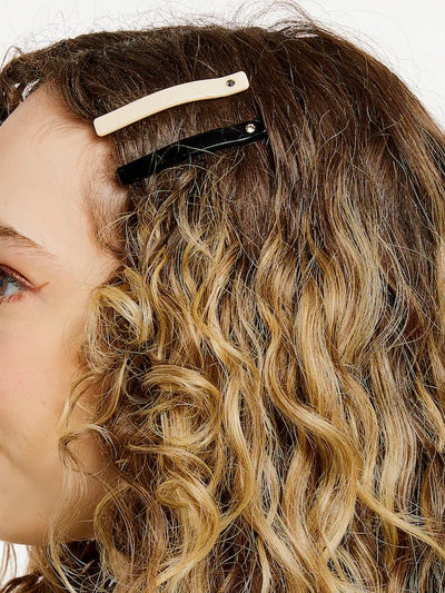 Slides Hair Clip Set {Cream/Black}