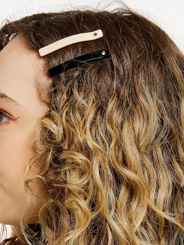 Slides Hair Clip Set {Cream/Black}