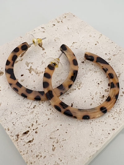 1.5" Acrylic Post Hoops {Leopard}