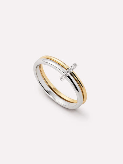 Diamond Two Tone Link Ring {10k}
