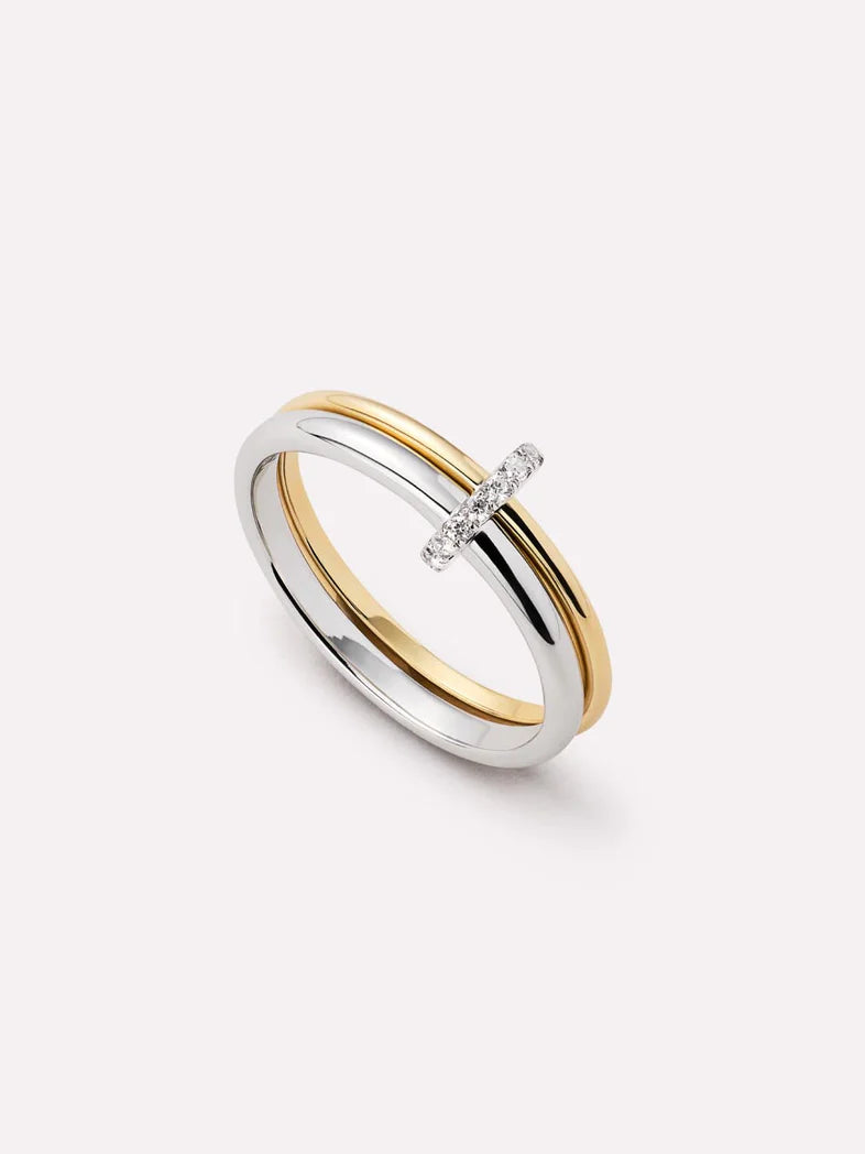 Diamond Two Tone Link Ring {10k}
