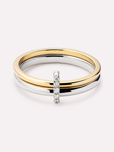 Diamond Two Tone Link Ring {10k}
