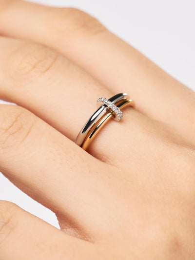 Diamond Two Tone Link Ring {10k}