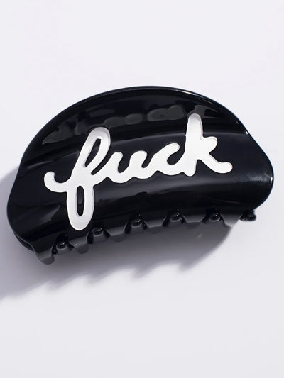Fuck Script Hair Claw {Black/White}