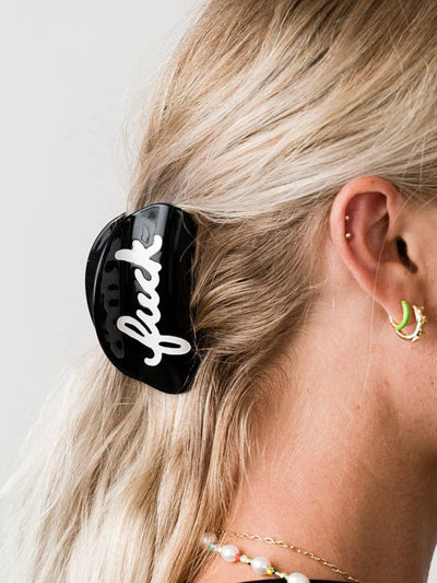 Fuck Script Hair Claw {Black/White}