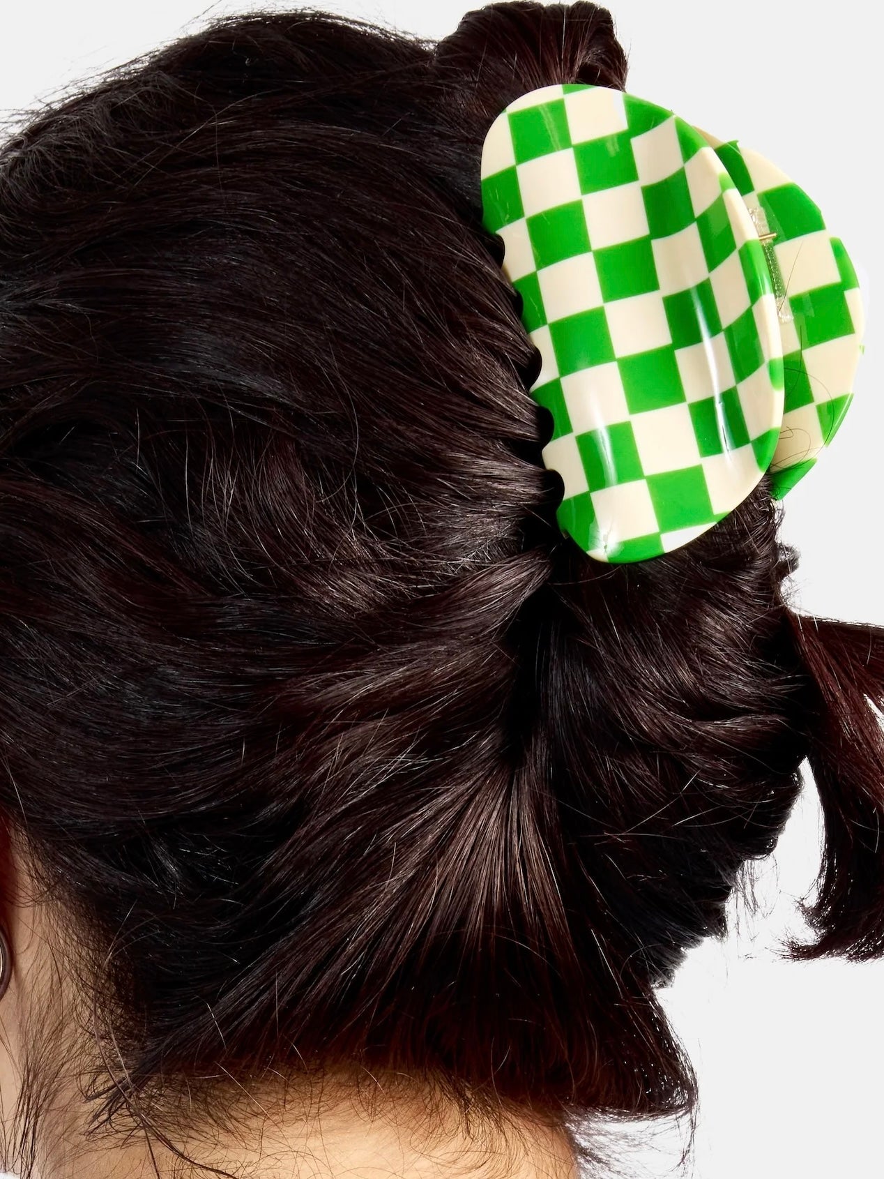 Checker Hair Claw Clip {Green}