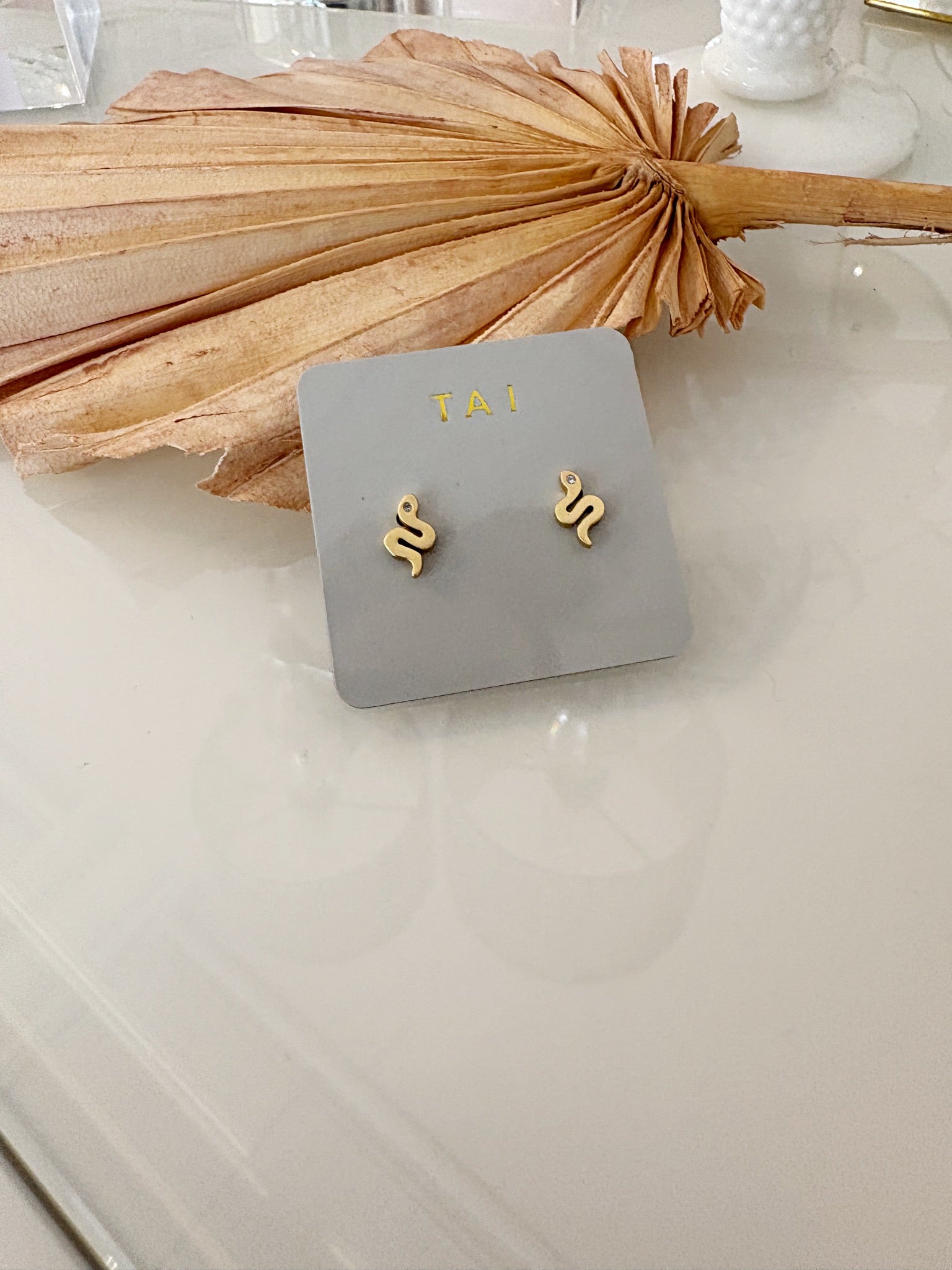 Simple Snake Post Earrings {Gold}
