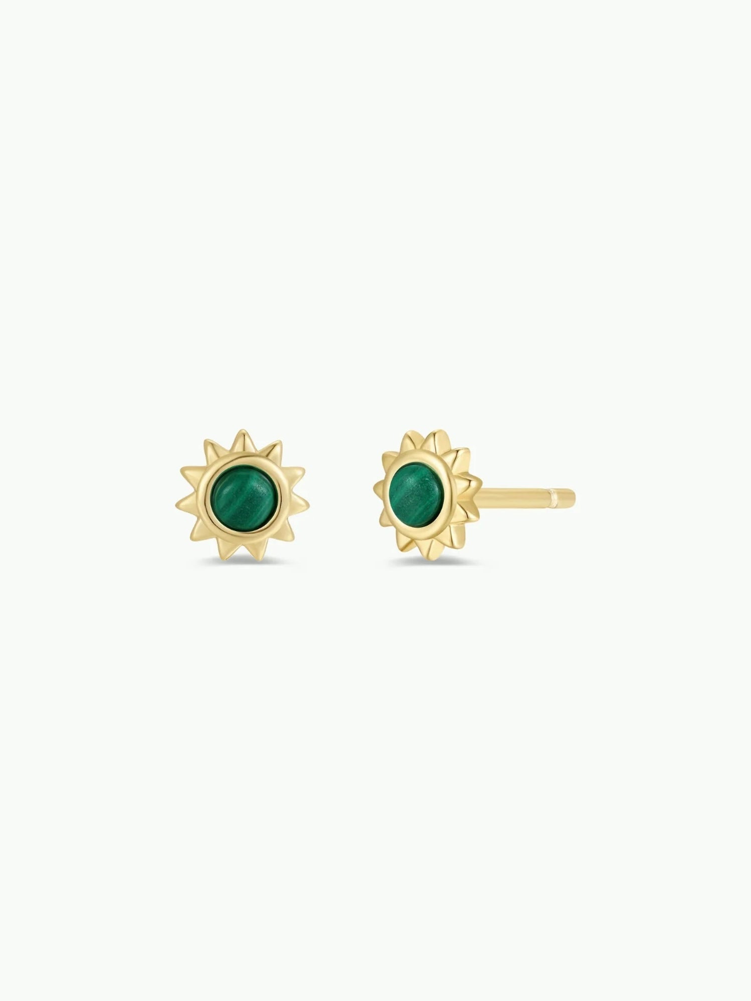 Sun Stud Earring {Gold/Malachite}