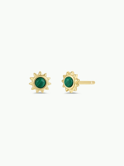 Sun Stud Earring {Gold/Malachite}