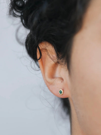 Sun Stud Earring {Gold/Malachite}