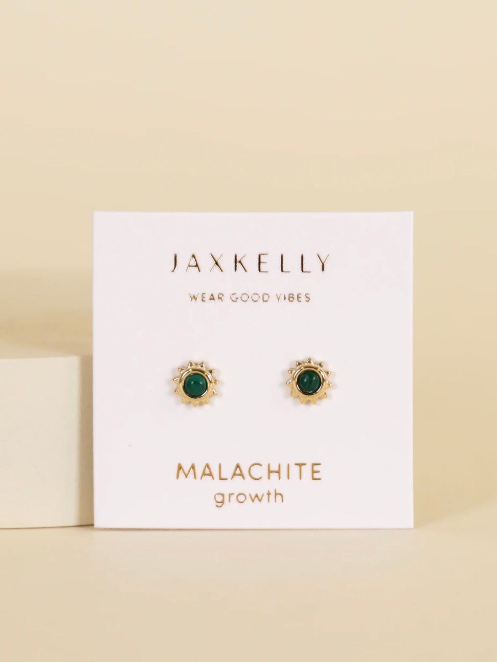 Sun Stud Earring {Gold/Malachite}