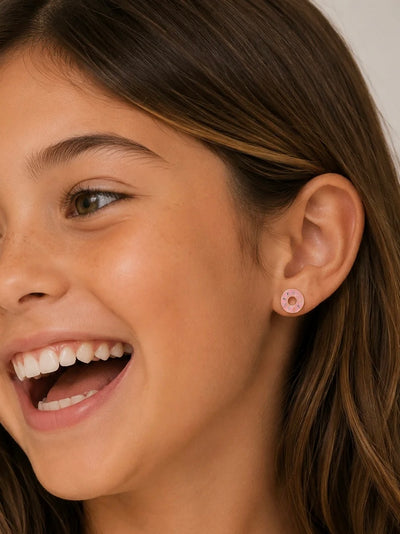 Donut Enamel Flatback Earrings {Gold}