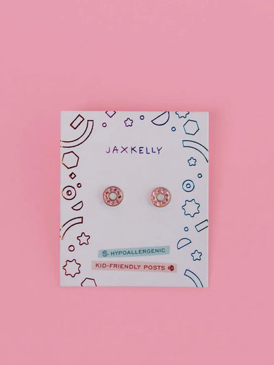 Donut Enamel Flatback Earrings {Gold}