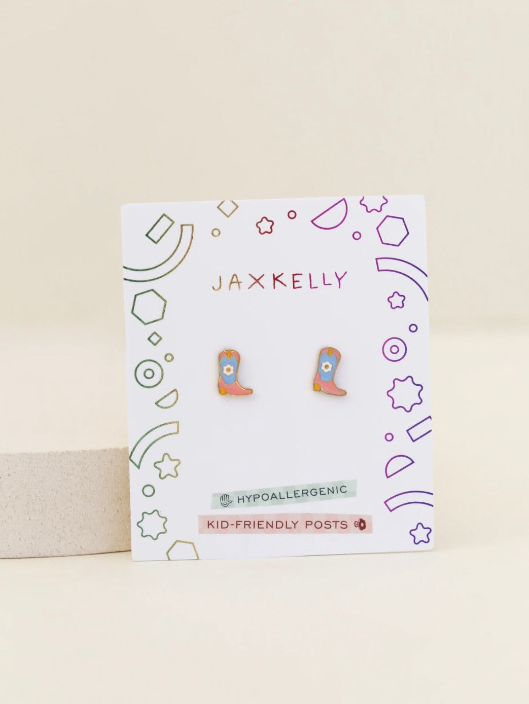Boot Enamel Flatback Earrings {Gold}