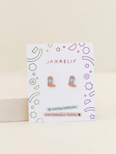 Boot Enamel Flatback Earrings {Gold}