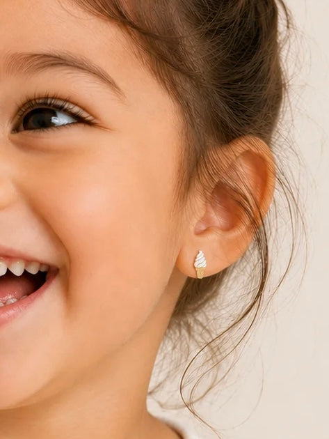Ice Cream Enamel Flatback Earring {Gold}