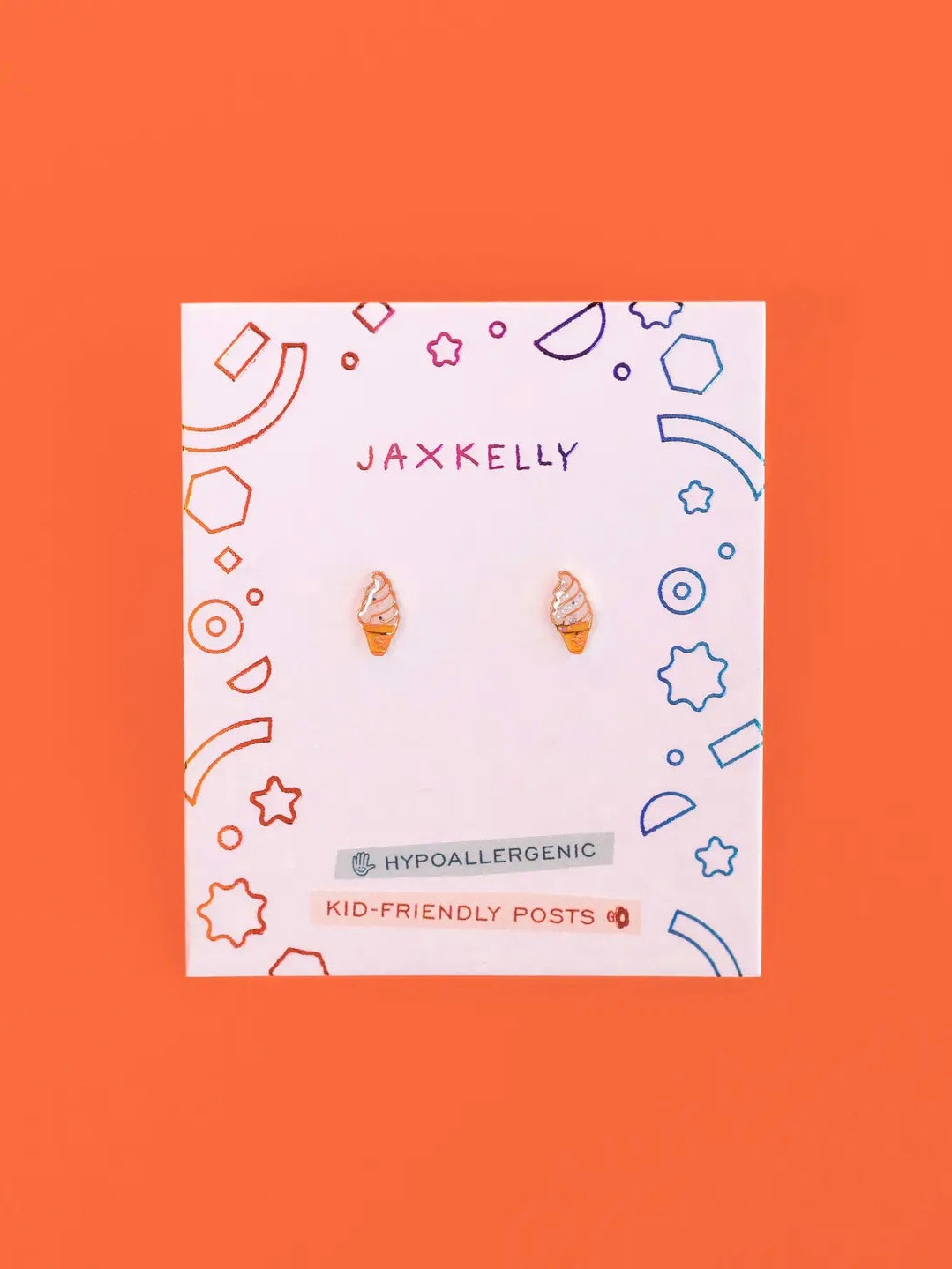 Ice Cream Enamel Flatback Earring {Gold}