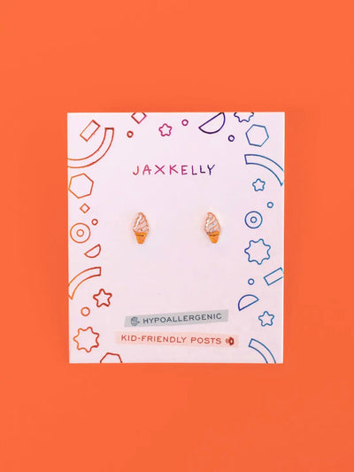 Ice Cream Enamel Flatback Earring {Gold}