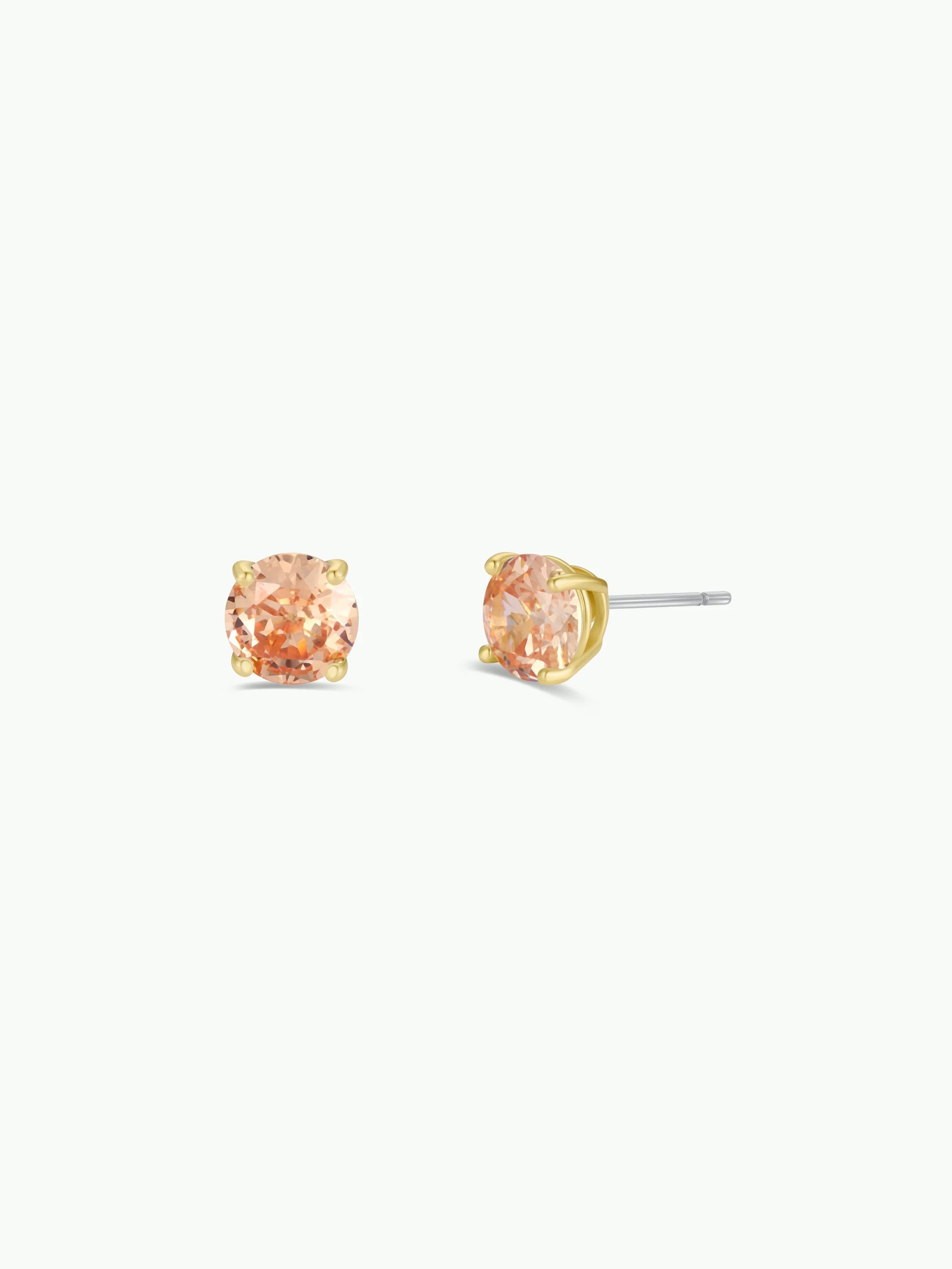 Round Prong-Set Sparkle Post Earring {Gold/Champagne}