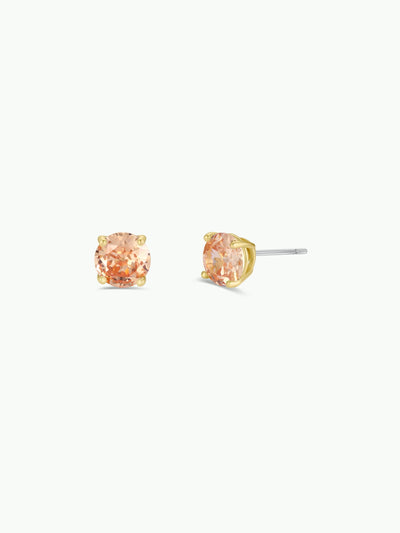 Round Prong-Set Sparkle Post Earring {Gold/Champagne}