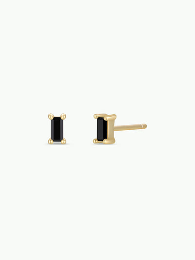 Baguette Post Earrings {Gold/Black}