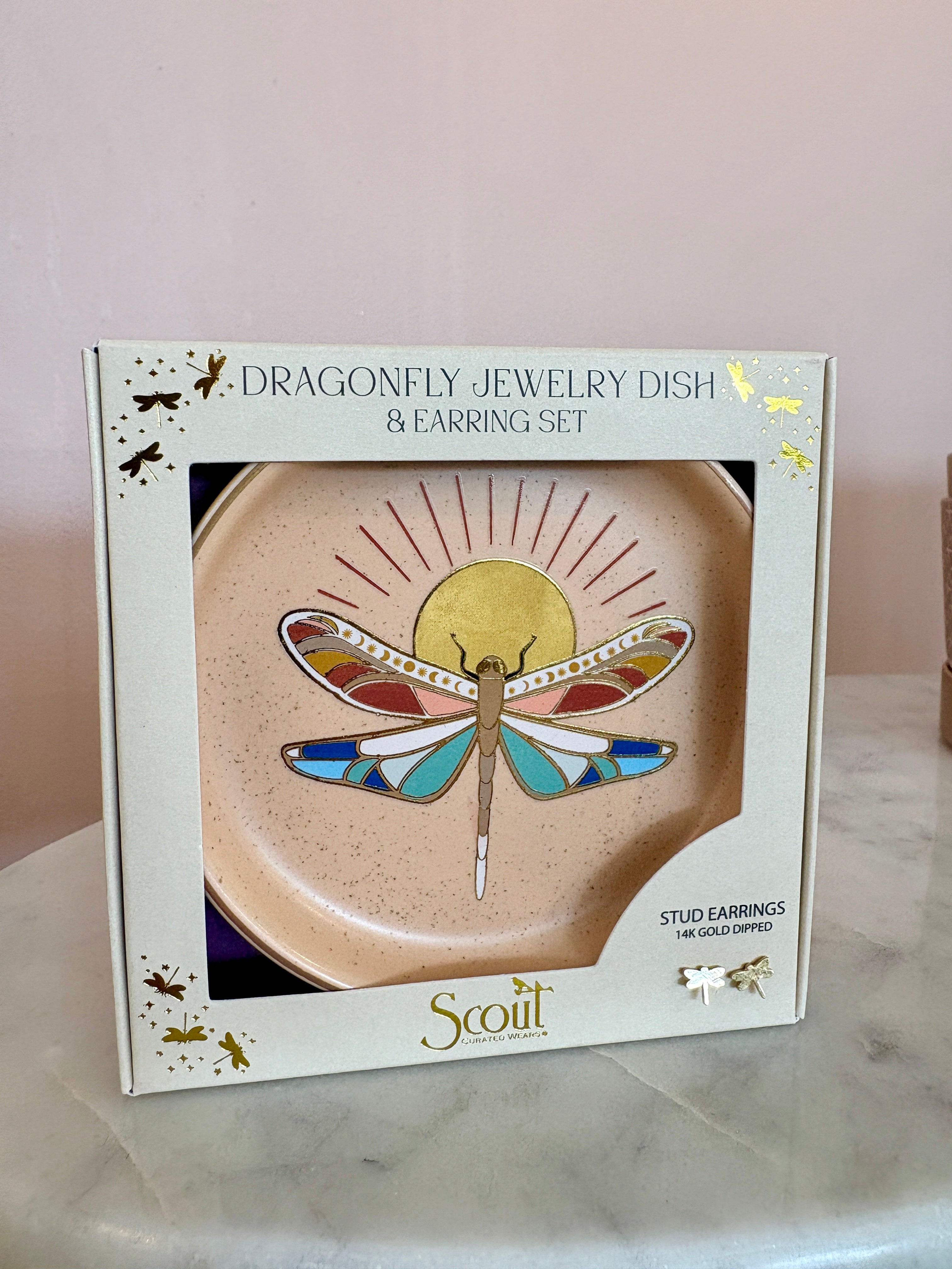 Jewelry Dish and Stud Earring Set {Dragonfly}