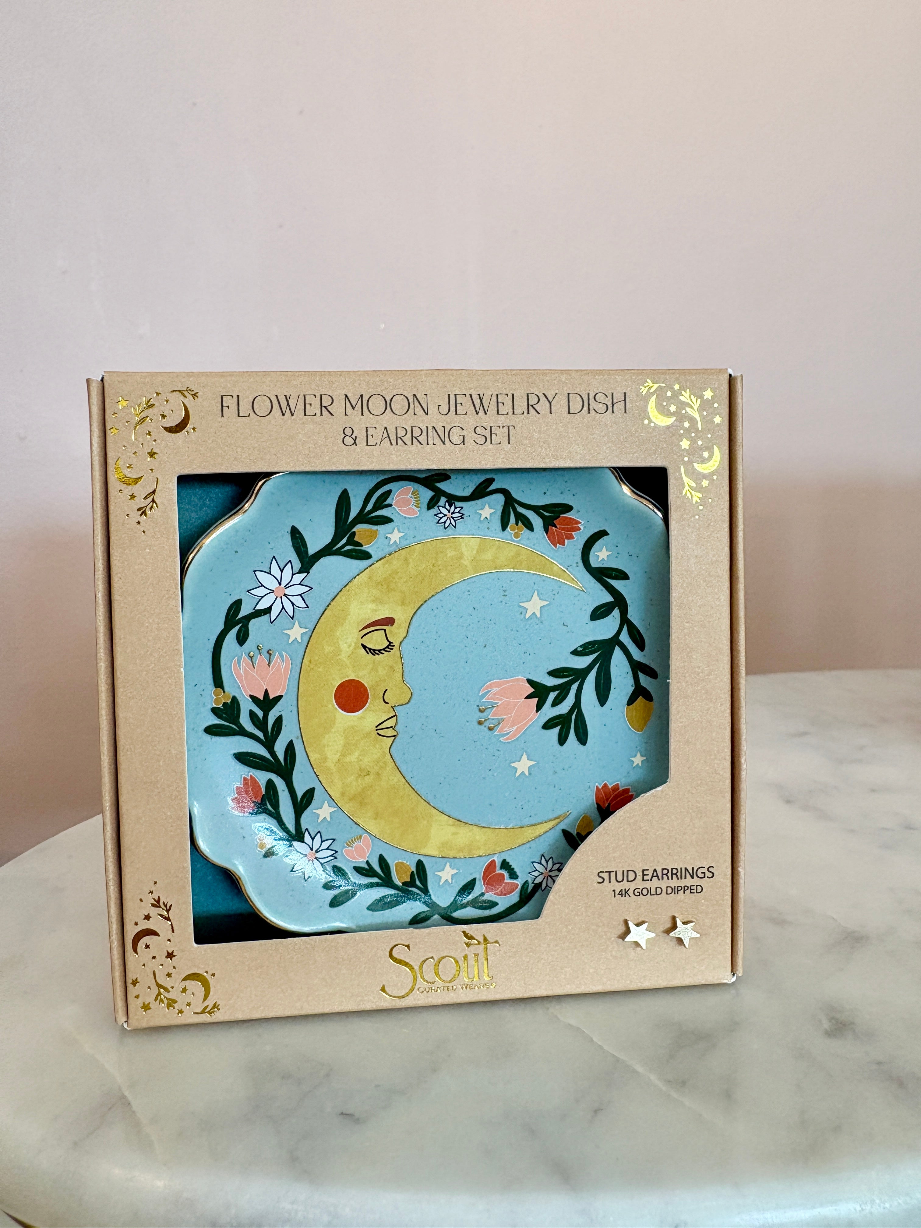 Jewelry Dish and Stud Earring Set {Flower Moon}