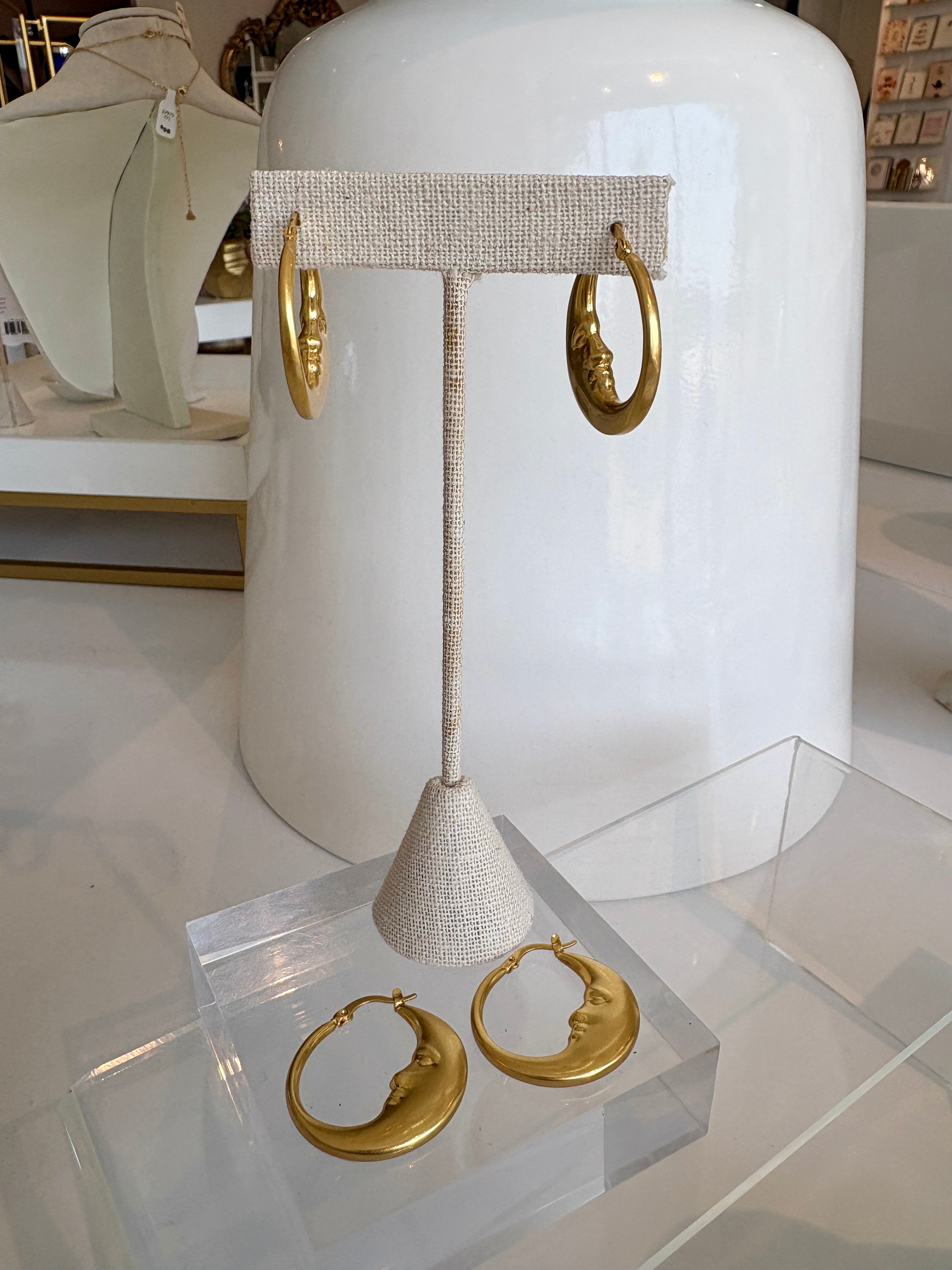 Refined Icon Moon Hoop Earrings {Gold}