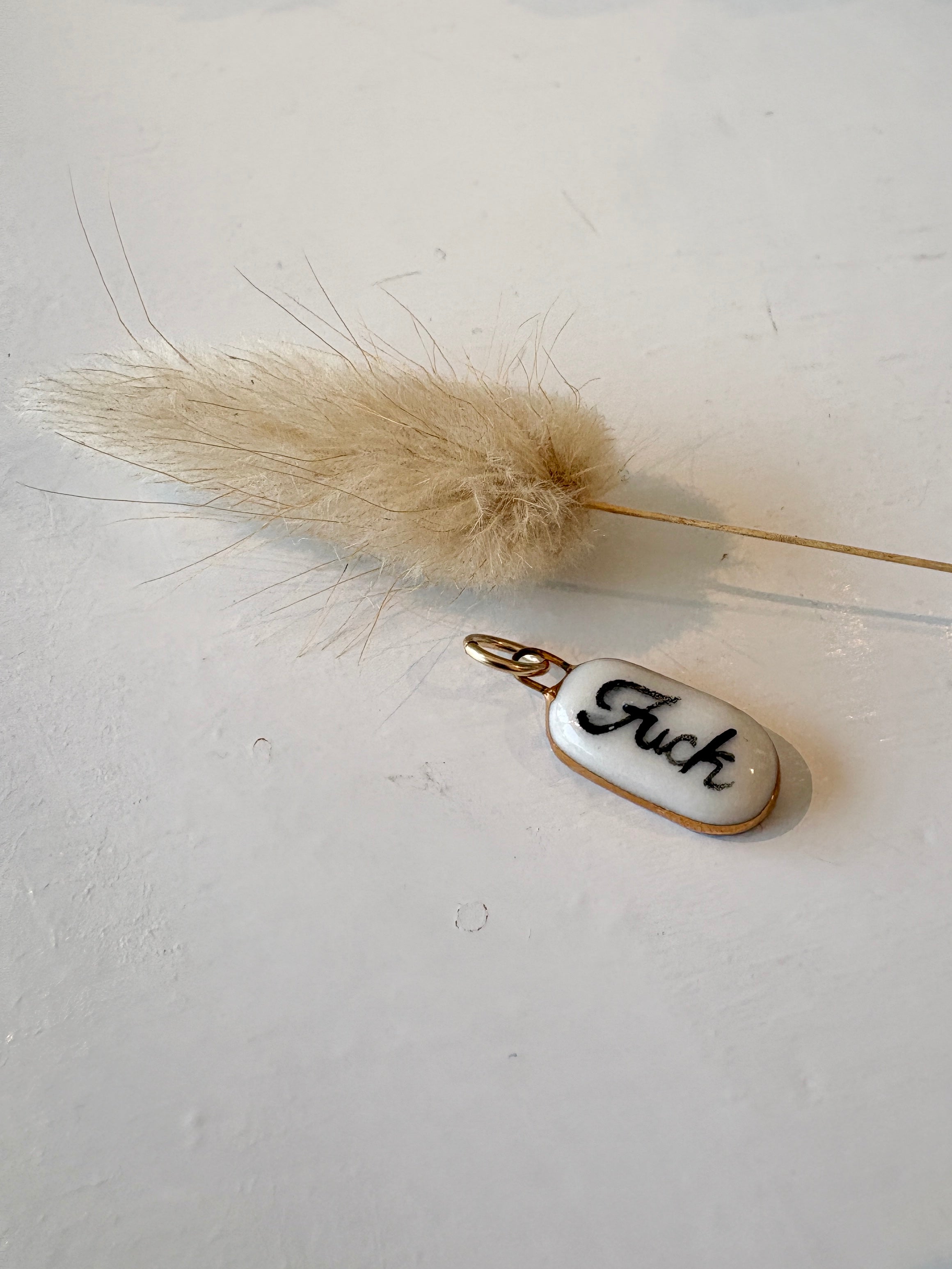 Fuck Porcelain Charm {Gold}
