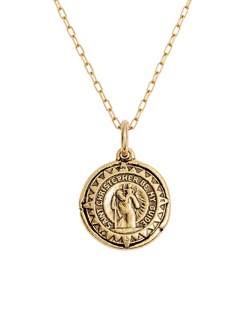 Antiqued St. Christopher Necklace {Gold}