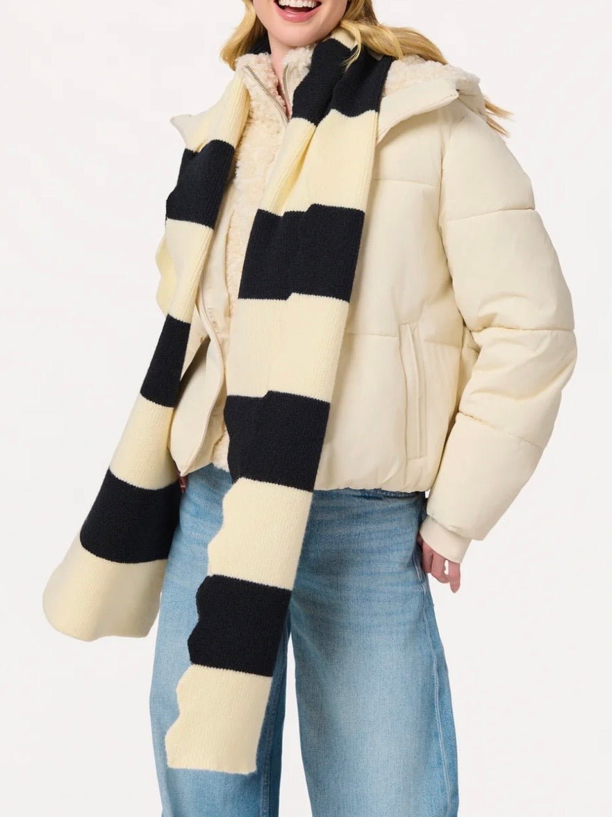 Scala Striped Knit Scarf {Black}