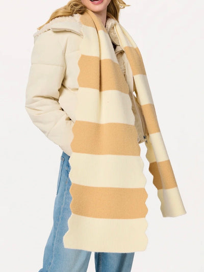 Scala Striped Knit Scarf {Tan}