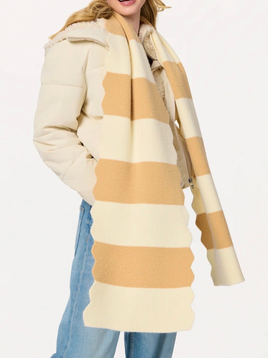 Scala Striped Knit Scarf {Tan}