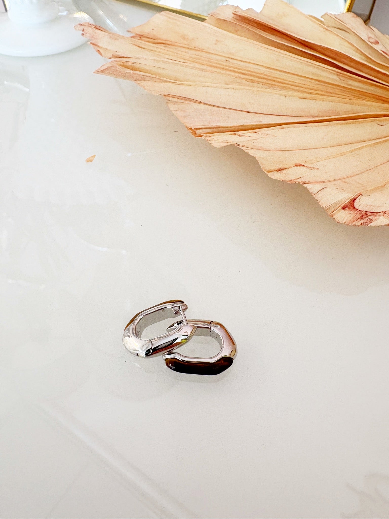 Tiger Eye Huggie Hoop {Silver}