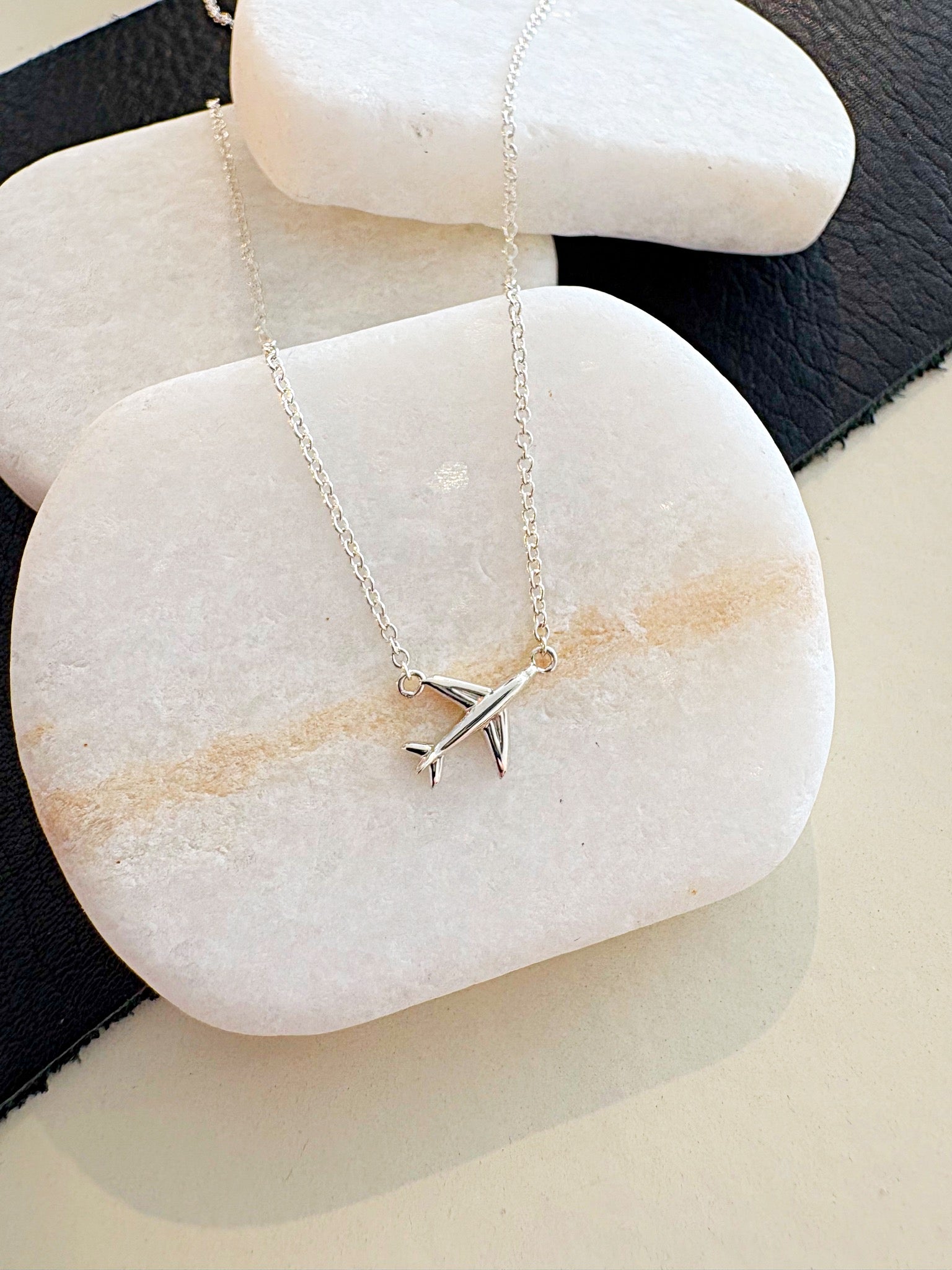 Station Airplane Necklace {Silver}