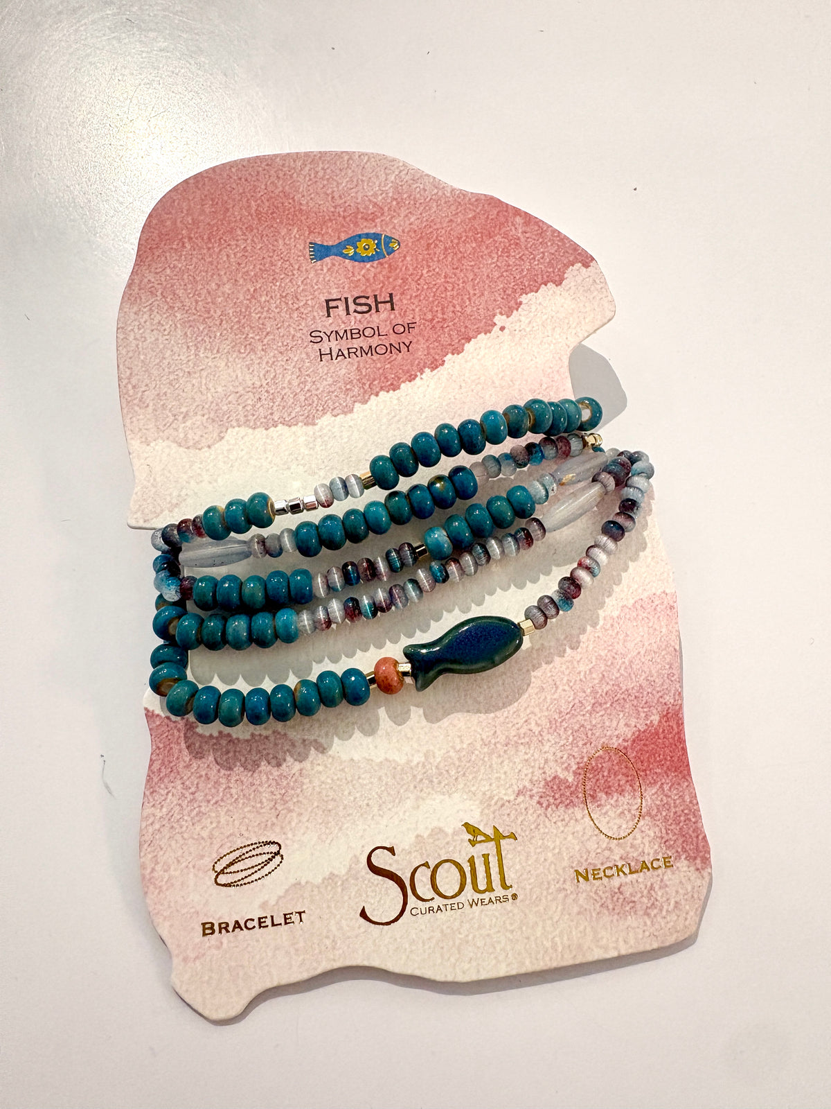 Ceramic Bead Wrap Bracelet/Necklace {Harmony/Fish}