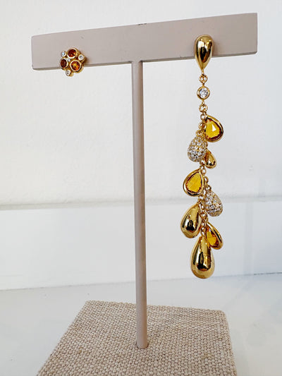 Nano Gem Teardrop Cluster Earrings {Gold}