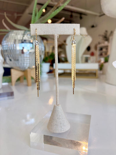 Crystal Fringe Drop Earrings {Gold}