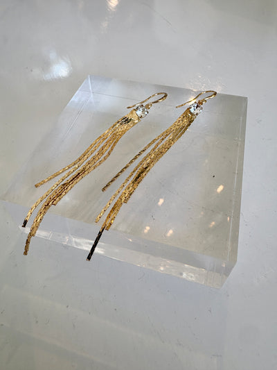 Crystal Fringe Drop Earrings {Gold}