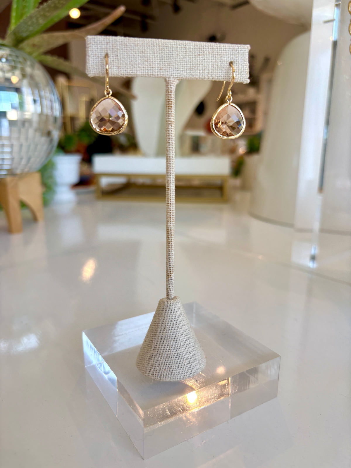 Short Teardrop Hook Earring {Gold/Blush}
