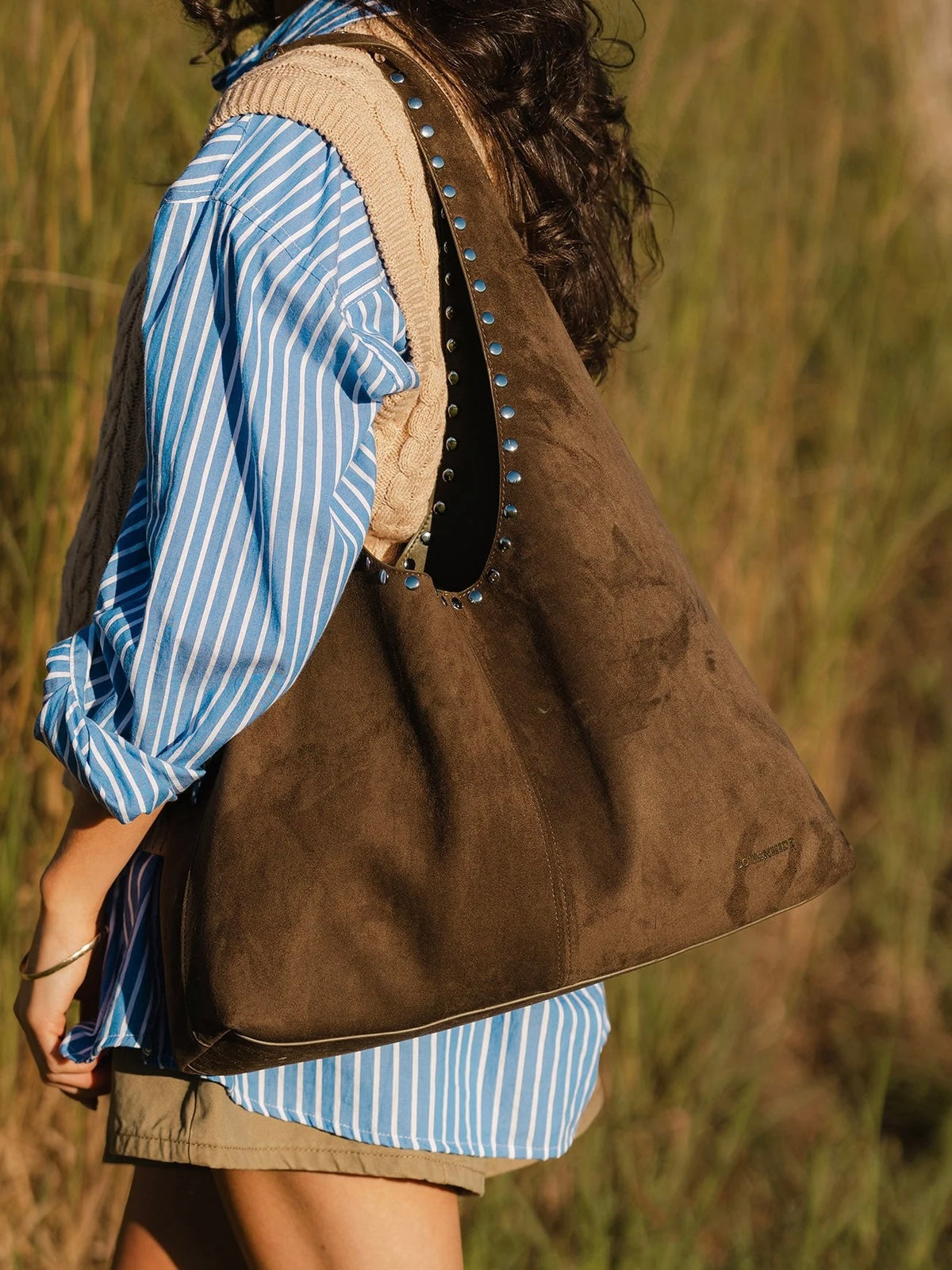 Hailey Suede Shoulder Bag {Olive}