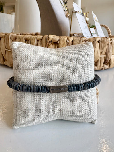 Two Tone Stones Bracelet {Matte Spectrolite/Silver}