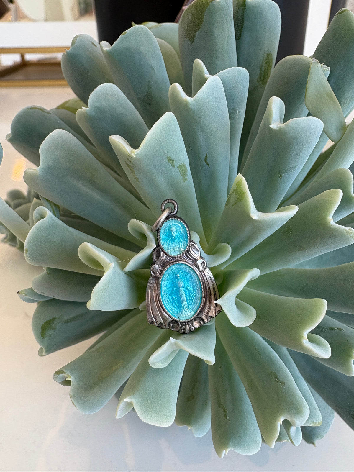 Enamel Miraculous Medal Charm {Estate/Silver}