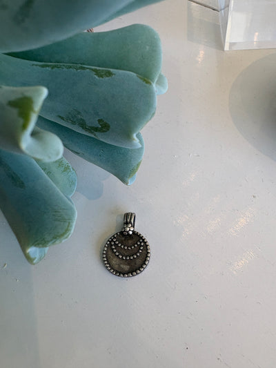 Dotted Crescent Moon Charm {Silver/Estate}